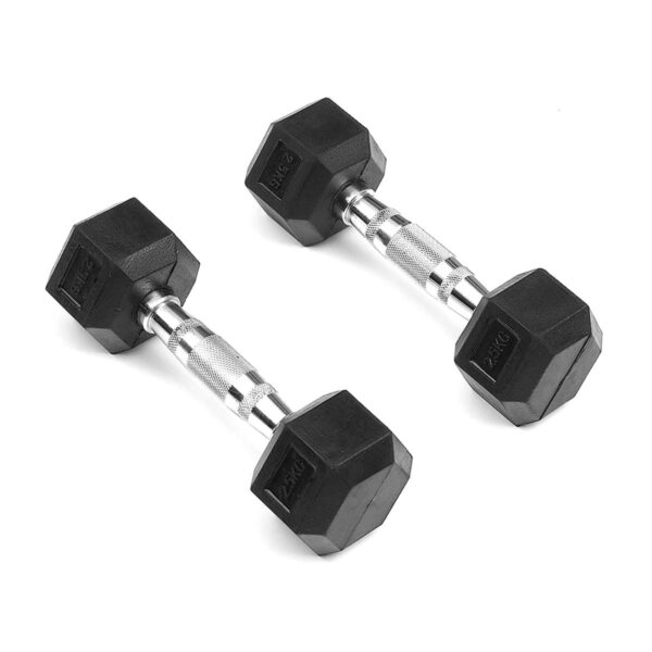 MANCUERNA HEXAGONAL CAUCHO Y MANGO CROMADO FOLLOW FIT 2.5 KG