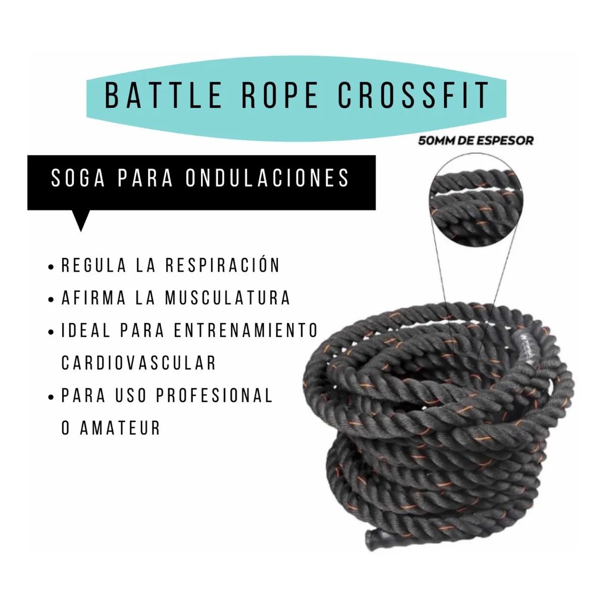 Soga Crossfit Ondas Battle Rope 38mm X 9m Entrenamiento Fit (4)